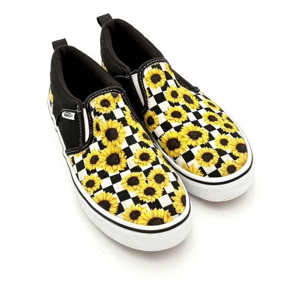 VANS Asher Sunflower Black and White Checkerboard Missy Size 4.5 - Picture 1 of 6
